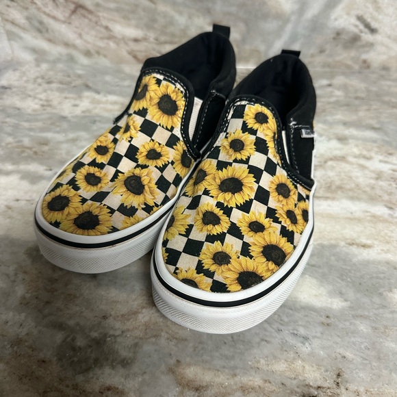 Vans Other - Vans Custom Classic Sunflower Checkered Slip-On Shoes